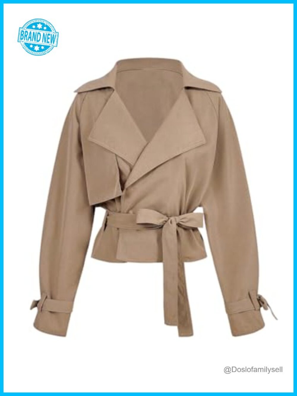 Verdusa Women's Wrap Tie Belted Trench Coat Lapel Collar Fall Outerwear